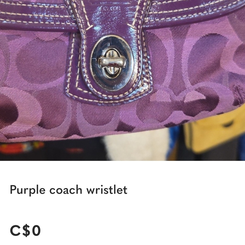 Coach Signature Purple Wristlet